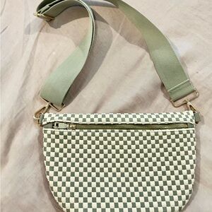 Checkered Vegan Leather Sling Crossbody Bag